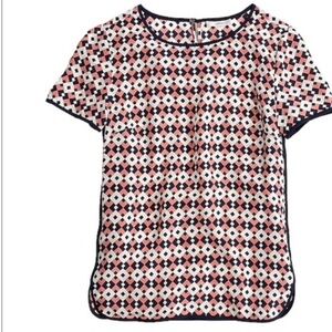 J.Crew Women's Blouse 4 Geometric
100% Silk Crew Neck Multicolored
Short Sleeves